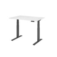 Hammerbacher VXDKB Elektrisch Höhenverstellbar Sitz-Stehschreibtisch Weiß C-Fuß 1.200 (B) x 800 (T) x 1.290 (H) mm Spanplatte, Stahl