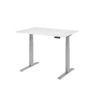 Hammerbacher VXDKB Elektrisch Höhenverstellbar Sitz-Stehschreibtisch Weiß C-Fuß 1.200 (B) x 800 (T) x 1.290 (H) mm Spanplatte, Stahl