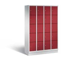 C+P Schließfachschrank Classic H1800xB1190xT500 Korpus: Lichtgrau Türen: Rubinrot 4 Abteile 20 Fächer