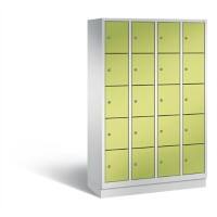 C+P Schließfachschrank Classic H1800xB1190xT500 Korpus: Lichtgrau Türen: Viridingrün 4 Abteile 20 Fächer