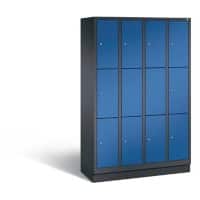 C+P Schließfachschrank Classic H1800xB1190xT500 Korpus: Schwarzgrau Türen: Enzianblau 4 Abteile 12 Fächer