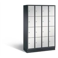 C+P Schließfachschrank Classic H1800xB1190xT500 Korpus: Schwarzgrau Türen: Lichtgrau 4 Abteile 16 Fächer