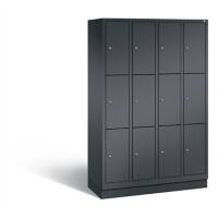 C+P Schließfachschrank Classic H1800xB1190xT500 Korpus: Schwarzgrau Türen: Schwarzgrau 4 Abteile 12 Fächer
