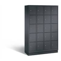 C+P Schließfachschrank Classic H1800xB1190xT500 Korpus: Schwarzgrau Türen: Schwarzgrau 4 Abteile 20 Fächer