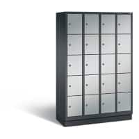 C+P Schließfachschrank Classic H1800xB1190xT500 Korpus: Schwarzgrau Türen: Weißaluminium 4 Abteile 20 Fächer
