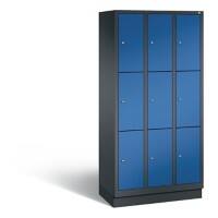C+P Schließfachschrank Classic H1800xB900xT500 Korpus: Schwarzgrau Türen: Enzianblau 3 Abteile 9 Fächer