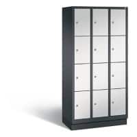C+P Schließfachschrank Classic H1800xB900xT500 Korpus: Schwarzgrau Türen: Lichtgrau 3 Abteile 12 Fächer mit Schließkreis