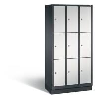 C+P Schließfachschrank Classic H1800xB900xT500 Korpus: Schwarzgrau Türen: Lichtgrau 3 Abteile 9 Fächer