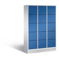 C+P Schließfachschrank Classic H1800xB1200xT500 Korpus: Lichtgrau Türen: Enzianblau 3 Abteile 15 Fächer