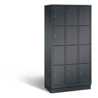C+P Schließfachschrank Classic H1800xB900xT500 Korpus: Schwarzgrau Türen: Schwarzgrau 3 Abteile 12 Fächer