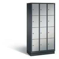 C+P Schließfachschrank Classic H1800xB900xT500 Korpus: Schwarzgrau Türen: Weißaluminium 3 Abteile 12 Fächer