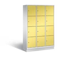 C+P Schließfachschrank Classic H1800xB1200xT500 Korpus: Lichtgrau Türen: Schwefelgelb 3 Abteile 12 Fächer