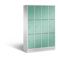 C+P Schließfachschrank Evolo H1800xB1190xT500 Korpus: Lichtgrau Türen: Lichtgrün 4 Abteile 12 Fächer