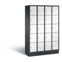 C+P Schließfachschrank Evolo H1800xB1190xT500 Korpus: Schwarzgrau Türen: Verkehrsweiß 4 Abteile 20 Fächer