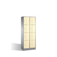 C+P Schließfachschrank Resisto H1950xB772xT540 Korpus: Weißaluminium Türen: Pastellgelb 2 Abteile 8 Fächer