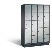 C+P Schließfachschrank Evolo H1800xB1190xT500 Korpus: Schwarzgrau Türen: Weißaluminium 4 Abteile 20 Fächer