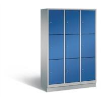 C+P Schließfachschrank Evolo H1800xB1200xT500 Korpus: Weißaluminium Türen: Enzianblau 3 Abteile 9 Fächer