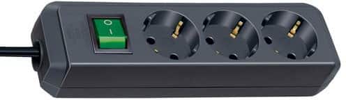 brennenstuhl 1152300015 Eco-Line Steckdosenleiste 3-fach F-Buchsen 1,5 m Mit Schalter Schwarz