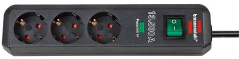 brennenstuhl 1158810315 Eco-Line Steckdosenleiste 3-fach Typ F Buchsen 1,5 m Mit Schalter und Überspannungsschutz Schwarz
