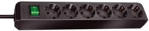 brennenstuhl 1159500015 Eco-Line Steckdosenleiste 6-fach 1.5 m Mit Schalter Schwarz