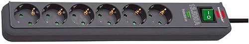 brennenstuhl 1159710515 Eco-Line-Steckdosenleiste 6-fach Typ 5 m Mit Schalter und Überspannungsschutz Schwarz