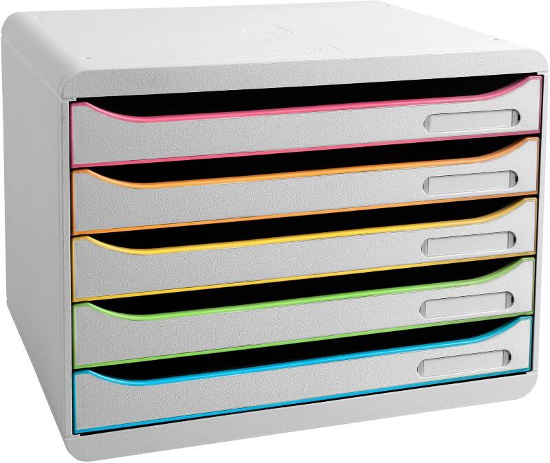 Exacompta Black Office Schubladenbox Kunststoff Mehrfarbig, Weiß 5 Schübe 35,5 x 27 x 27,1 cm DIN A4+