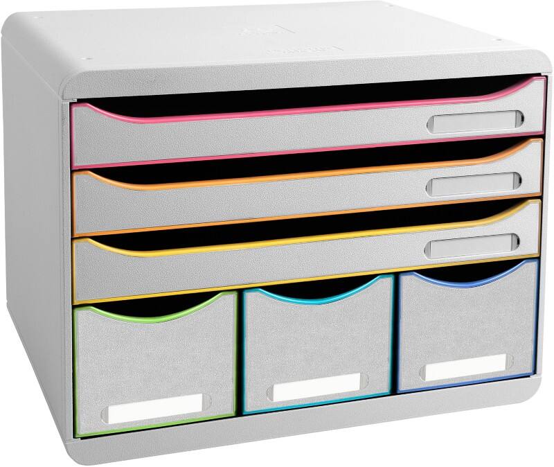 Exacompta Black Office Schubladenbox Kunststoff Mehrfarbig, Weiß 6 Schübe 35,5 x 27 x 27,1 cm DIN A4+