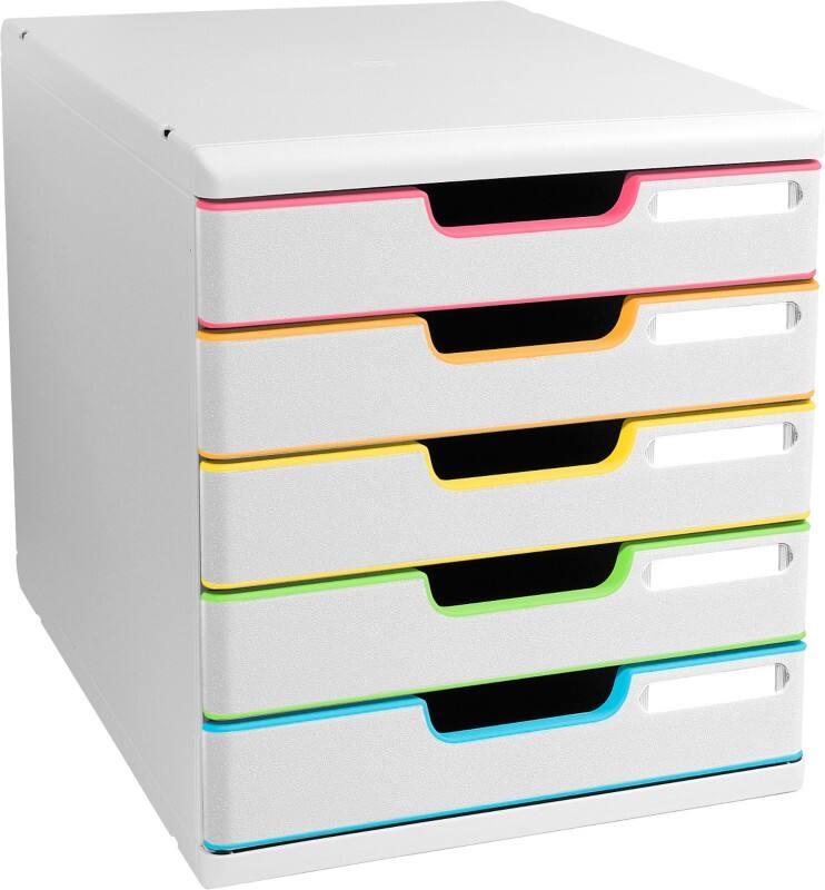 Exacompta Black Office Schubladenbox Kunststoff Mehrfarbig, Weiß 5 Schübe 28,8 x 35 x 32 cm DIN A4+