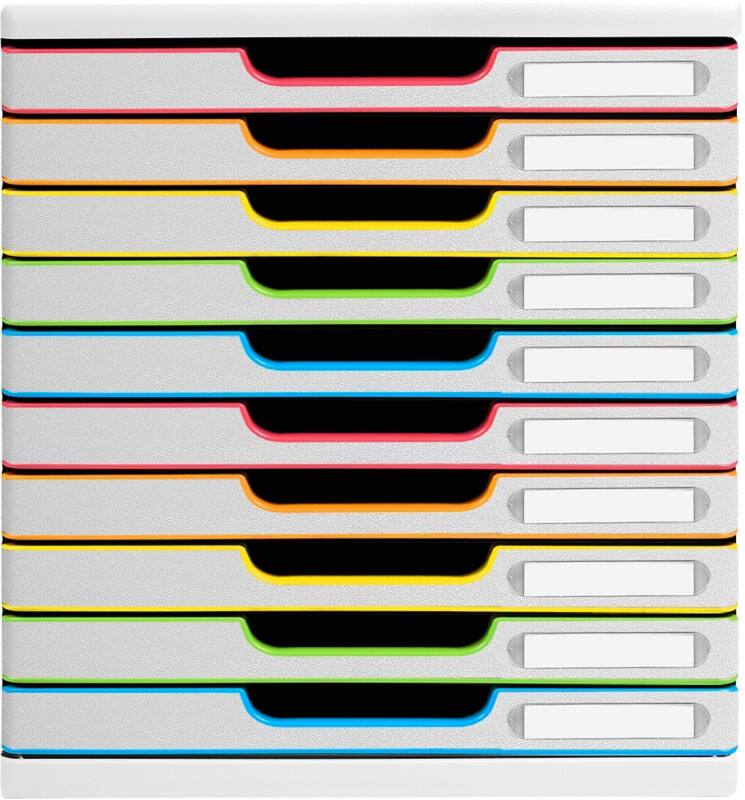 Exacompta Black Office Schubladenbox Kunststoff Mehrfarbig, Weiß 10 Schübe 28,8 x 35 x 32 cm DIN A4+