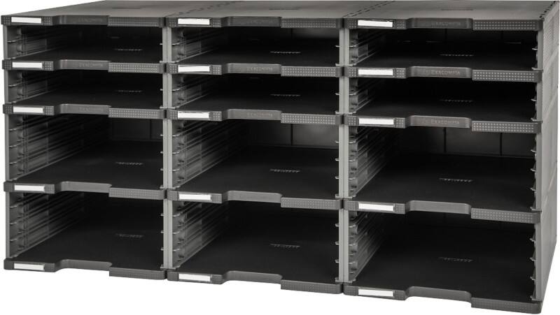Exacompta ECOBlack Schubladenbox Kunststoff Dunkelgrau 12 Schübe 86,4 x 35,4 x 42,2 cm DIN A4+