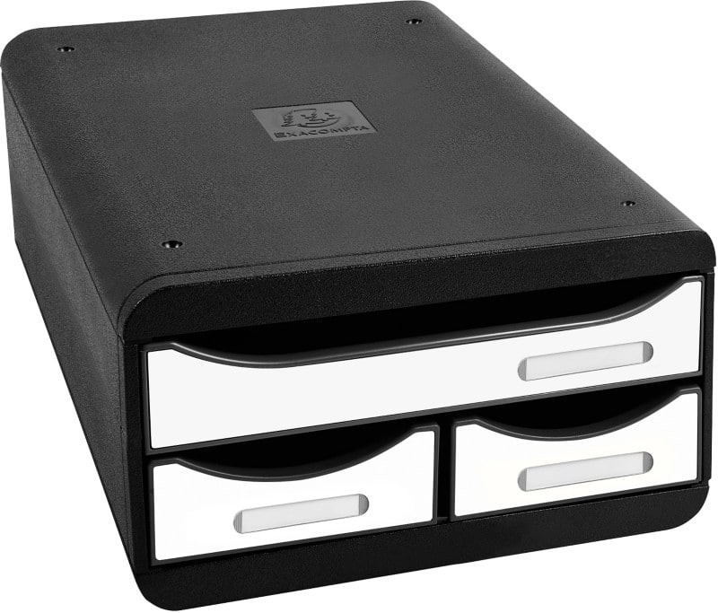 Exacompta Glossy Schubladenbox Kunststoff Weiß 3 Schübe 27,8 x 34,7 x 13 cm DIN A4+
