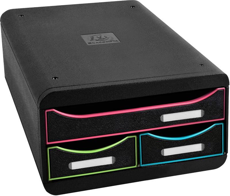 Exacompta Black Office Schubladenbox Kunststoff Mehrfarbig, Schwarz 3 Schübe 27,8 x 34,7 x 13 cm DIN A4+