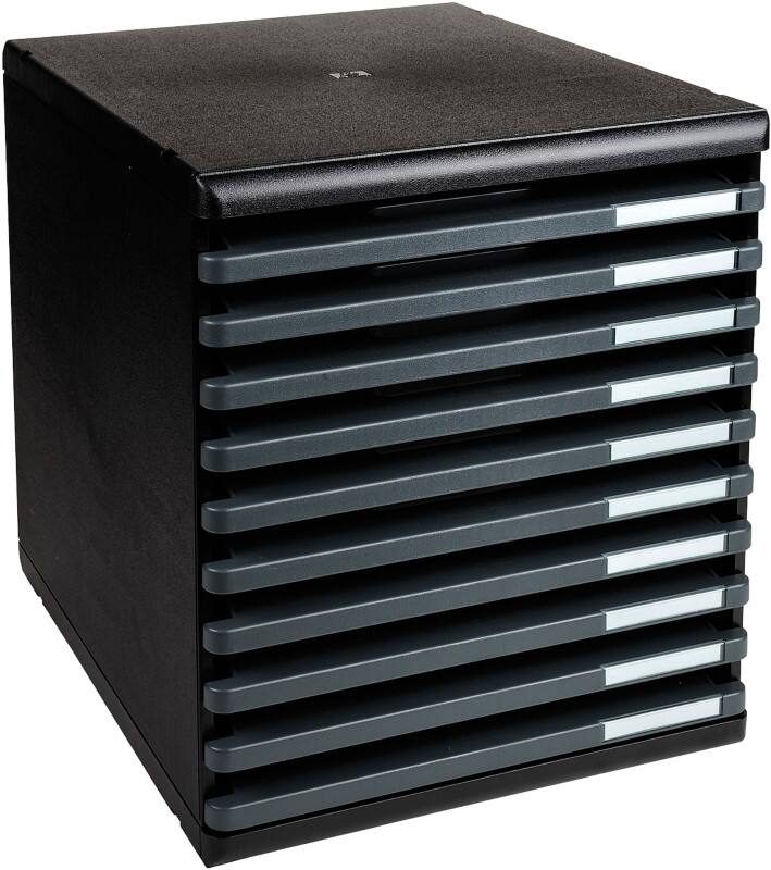 Exacompta ECOBlack Schubladenbox Kunststoff Dunkelgrau 10 Schübe 28,8 x 35 x 32 cm DIN A4+
