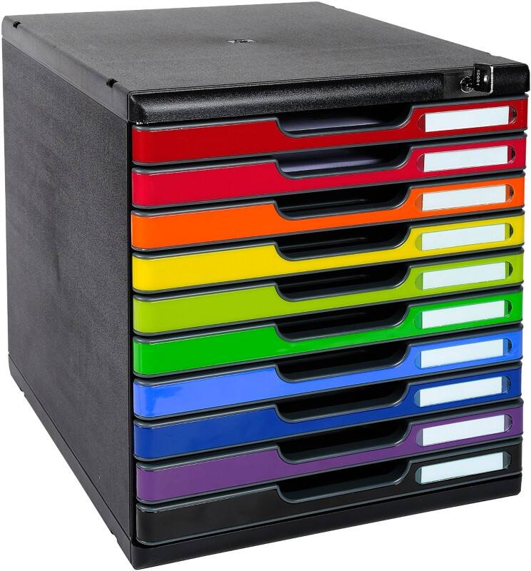 Exacompta Iderama Schubladenbox Kunststoff Mehrfarbig 10 Schübe 28,8 x 35 x 32 cm DIN A4+