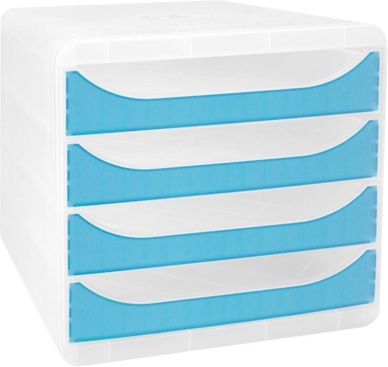 Exacompta Chromaline Schubladenbox Kunststoff Türkis 4 Schübe 27,8 x 34,7 x 26,7 cm DIN A4+ 1