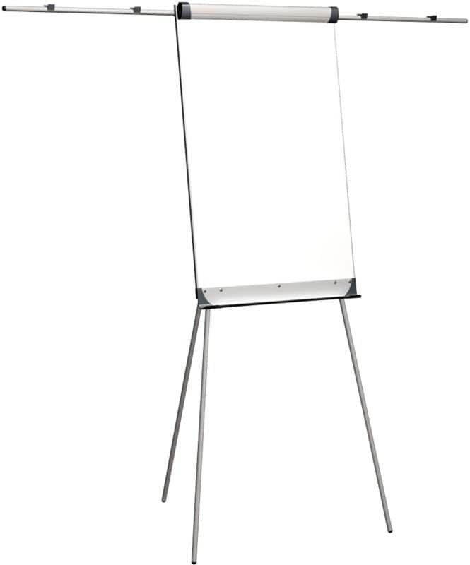 Flipchart DIN A1 Freistehend Dreibeinig Aluminium, Stahl, Plastik Silber, Weiß 700 x 1860 mm 