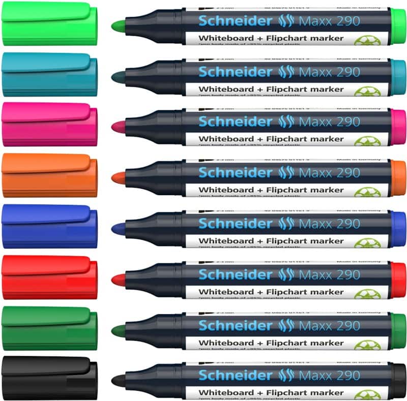 Schneider Maxx 290 96082000 Whiteboard-Marker Farbig sortiert Breit Filzspitze 8 Stück