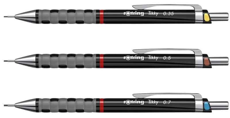 Rotring Mechanischer Bleistift HB, H, 2H, B, 2B Grau S0801310 3 Stück