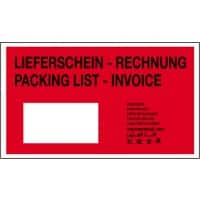 RAJA Selbstklebend Dokumententaschen DIN C5 PE (Polyethylen), Silikonpapier Rot, Transparent 22,5 (B) x 16,5 (H) cm 250 Stück