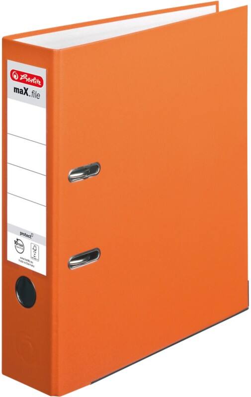 herlitz maX.file protect Ordner Breit DIN A4 80 mm Orange 2 Ringe Kunststoff Texturiert