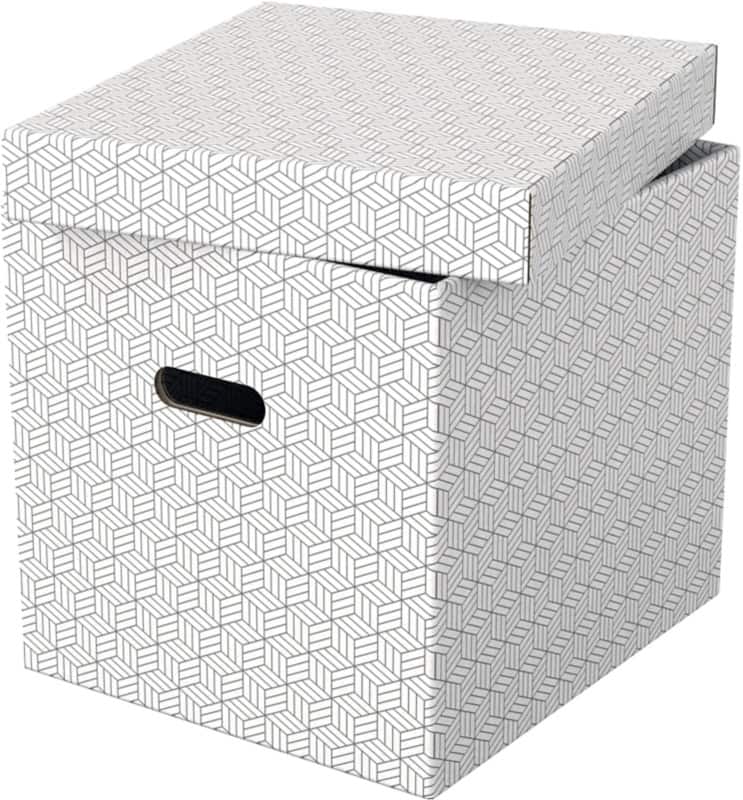 Esselte Home Aufbewahrungsbox 628288 Cube Large 100 % recycelter Karton Weiß 320 x 365 x 315 mm 3 Stück