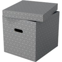 Esselte Home Aufbewahrungsbox 628289 Cube Groß 100% Recycelter Karton Grau 320 x 365 x 315 mm 3 Stück