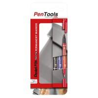 Pentel N75W Permanentmarker Extra Fein Rundspitze 0,3 mm - 1,2 mm Blau, Rot, Schwarz Nicht Nachfüllbar 3 Stück