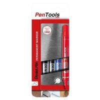 Pentel N50 Permanentmarker Medium Rundspitze 3 mm Blau, Rot, Schwarz Nicht Nachfüllbar 4 Stück