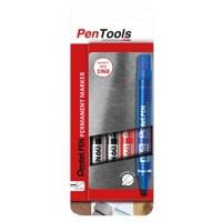 Pentel N60 Permanentmarker Medium Keilspitze 1,5 - 7 mm Blau, Rot, Schwarz Nicht Nachfüllbar 4 Stück