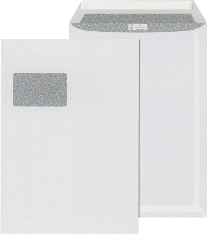 ÖKI Classic Versandtasche Fenster: Links DIN C4 324 (B) x 229 (H) mm Haftklebestreifen Weiß 90 g/m² 250 Stück