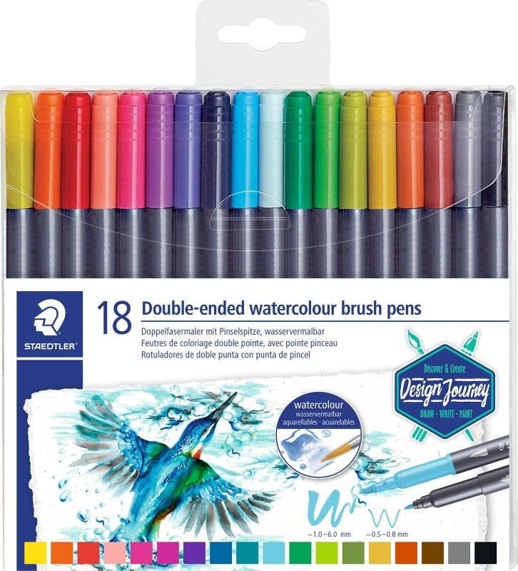STAEDTLER Aquarell Kalligraphie-Stift  -   Farbig sortiert 18 Stück