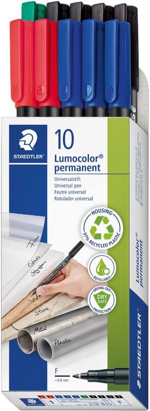 STAEDTLER Lumocolor OHP-Marker  Fein Rundspitze Farbig sortiert Nachfüllbar 10 Stück