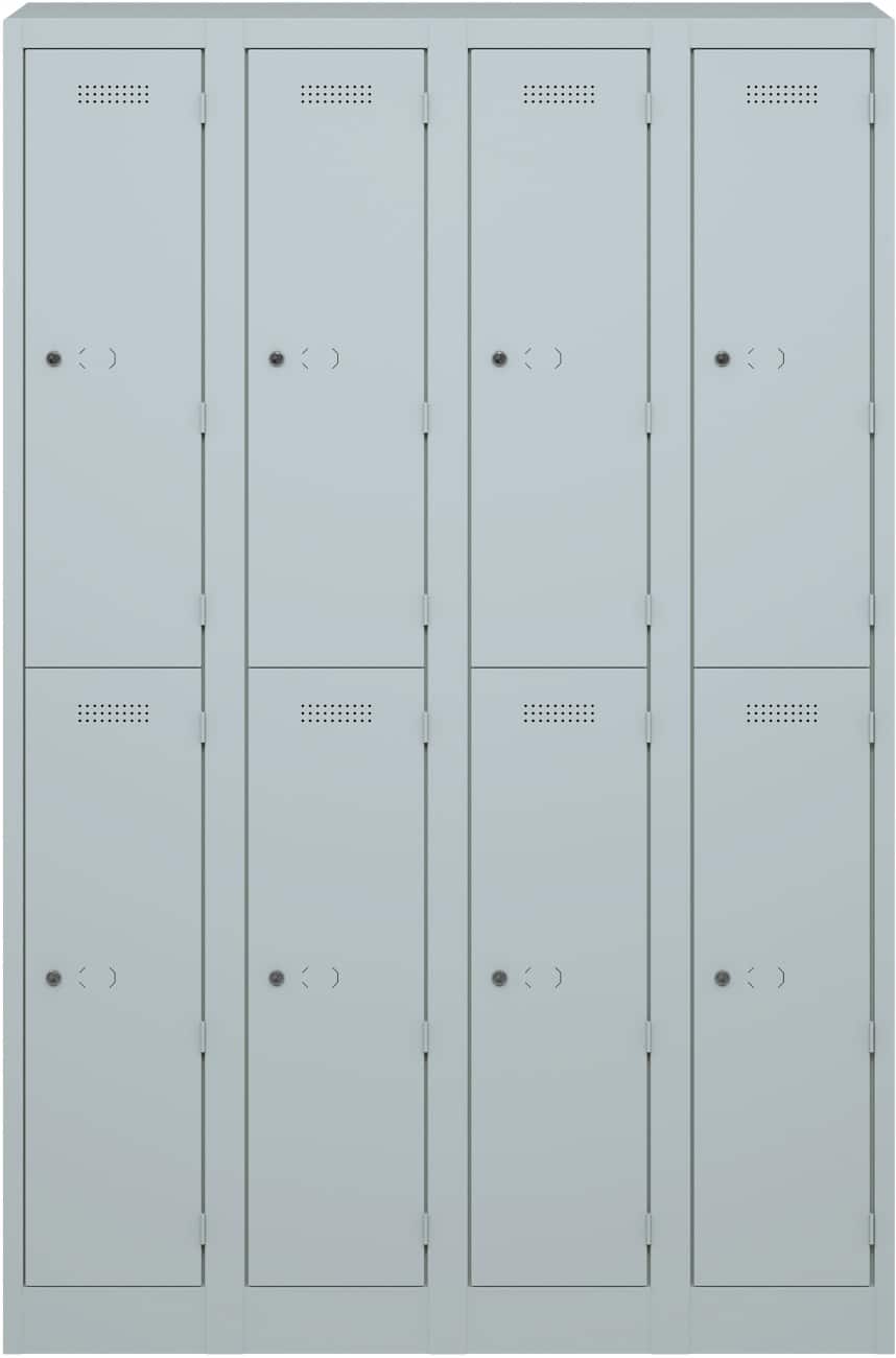 Bisley Primary Stahl Schließfach 2 Türen 4 abteile 1.200 x 500 x 1.800 mm Hellgrau
