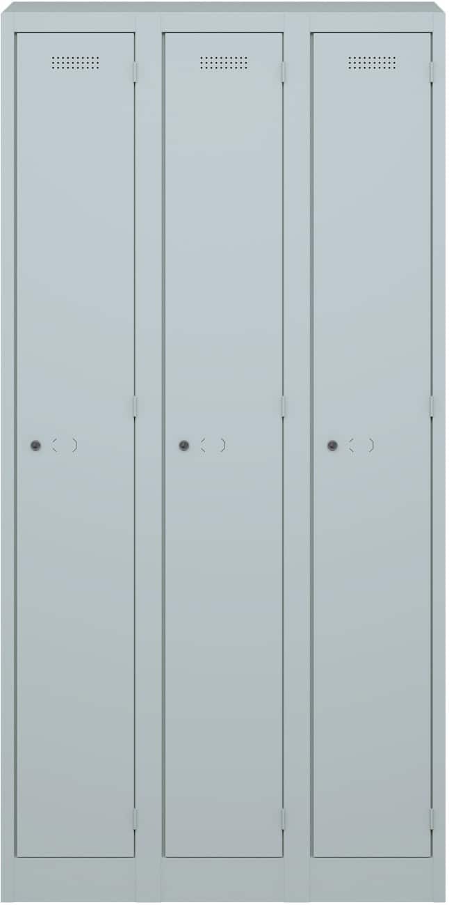 Bisley Primary Stahl Schließfach 1 Tür 3 abteile 300 x 500 x 1.800 mm Hellgrau